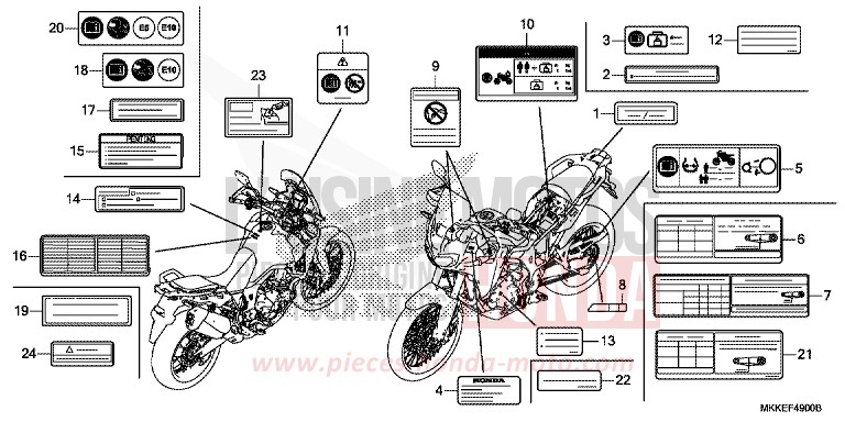ETIQUETTE DE PRECAUTIONS (CRF1000A/AL/D/DL) de Africa Twin GRAND PRIX RED (R380B) 2019